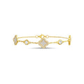 Sterling Silver & Mother of Pearl Clover Bracelet, Gold Plated