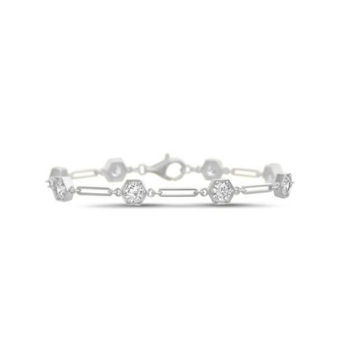 Sterling Silver Paperclip Chain & CZ Bracelet