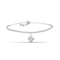 Sterling Silver Pave Dangle Clover Tennis Bracelet