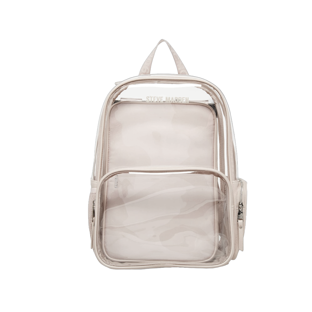 Steve Madden Clear Backpack with Tech Pouch, Nude