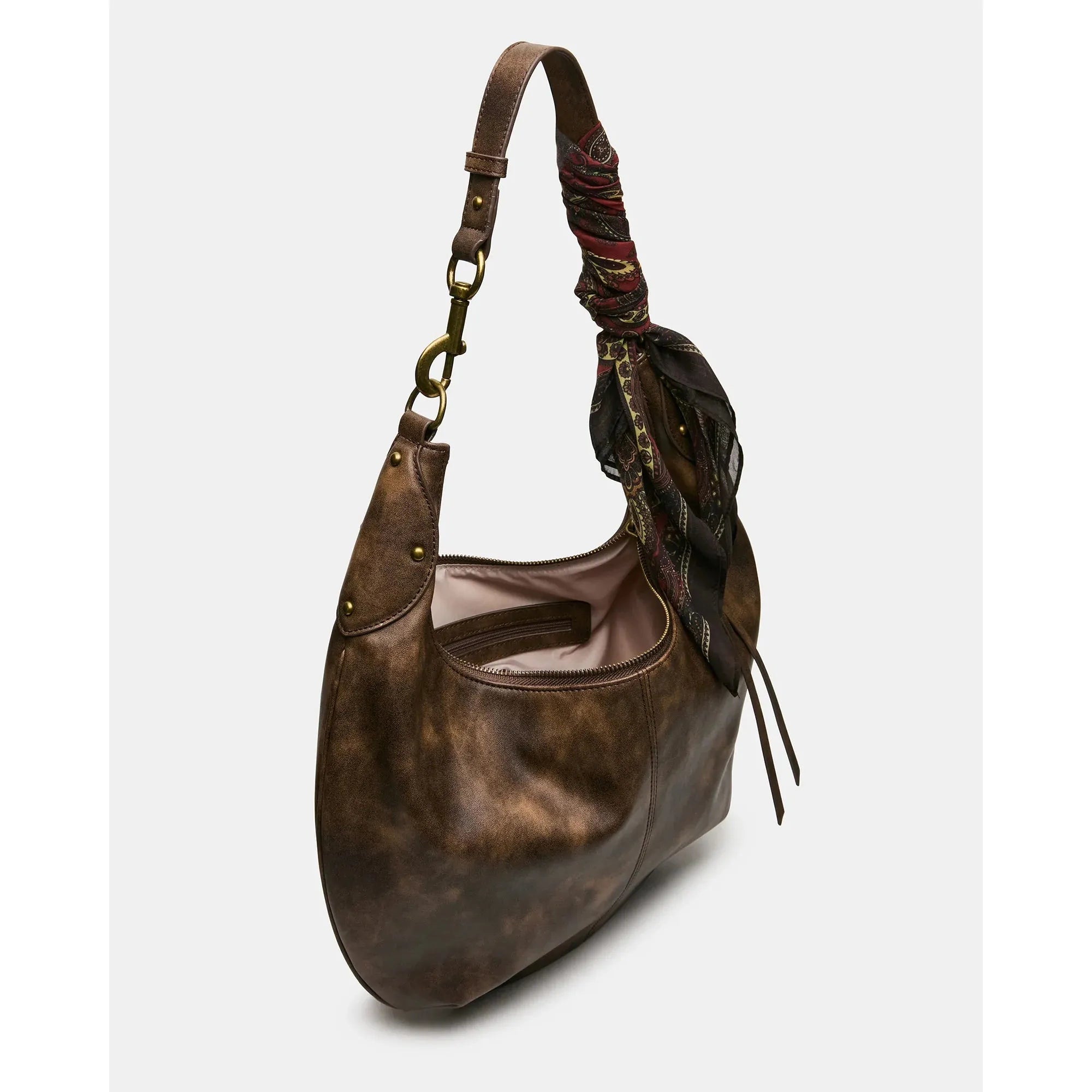 Steve Madden Olga Hobo Shoulder Bag, Distressed Brown