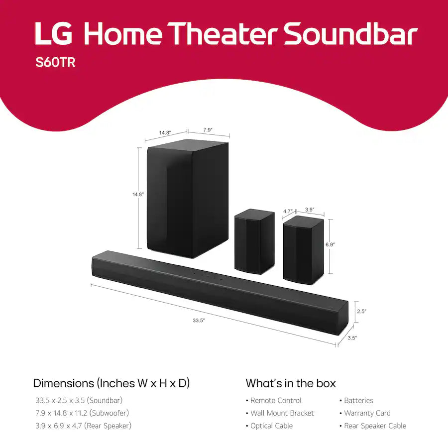 LG 5.1 Channel Home Theater Soundbar, Black