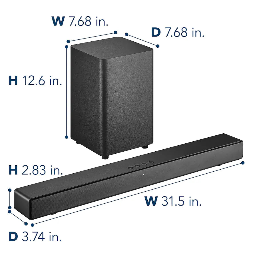 Insignia 2.1 Channel Soundbar, Black